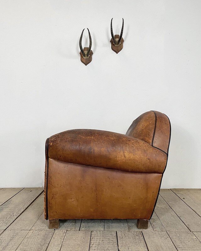 Vintage French Leather Club Chair — Vintage Boathouse